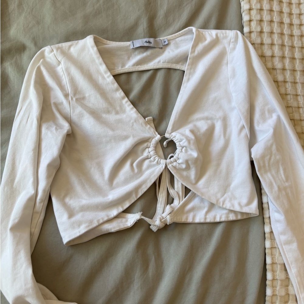Adika White Open Back Crop Top